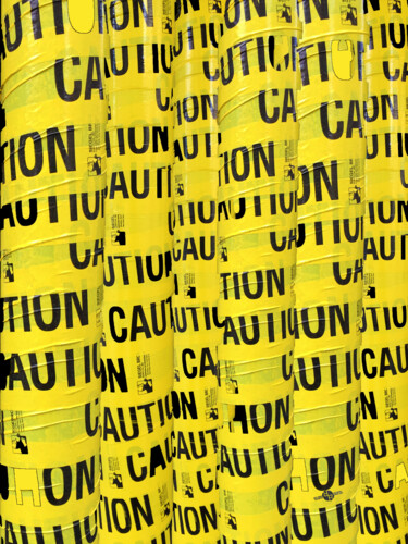 Painting titled "Caution" by Tony Rubino, Original Artwork, Acrylic Mounted on Wood Stretcher frame