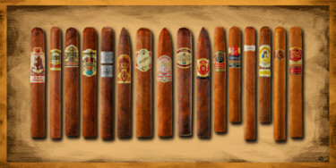 Картина под названием "Cigar Sampler Paint…" - Tony Rubino, Подлинное произведение искусства, Акрил Установлен на Деревянная…