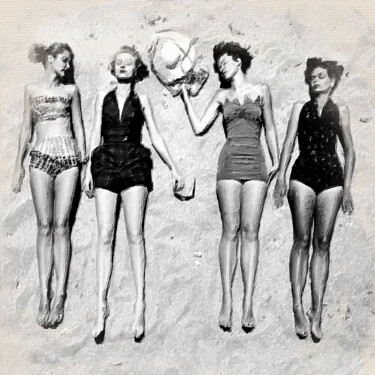 Картина под названием "Vintage Retro Women…" - Tony Rubino, Подлинное произведение искусства, Акрил Установлен на Деревянная…