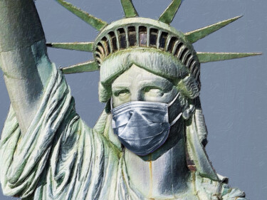 Malerei mit dem Titel "Statue Of Liberty W…" von Tony Rubino, Original-Kunstwerk, Acryl Auf Keilrahmen aus Holz montiert