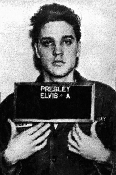 Картина под названием "Elvis Presley Mug S…" - Tony Rubino, Подлинное произведение искусства, Акрил Установлен на Деревянная…
