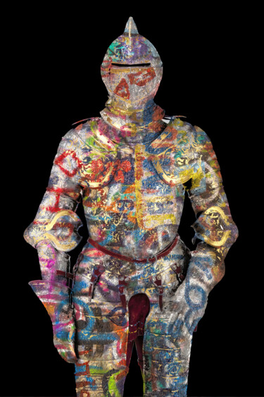 Pintura intitulada "Graffiti Knight" por Tony Rubino, Obras de arte originais, Acrílico Montado em Armação em madeira