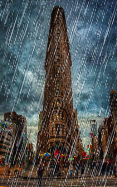 Картина под названием "New York City Skyli…" - Tony Rubino, Подлинное произведение искусства, Акрил Установлен на Деревянная…