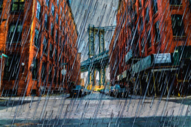 Painting titled "New York City Skyli…" by Tony Rubino, Original Artwork, Acrylic Mounted on Wood Stretcher frame