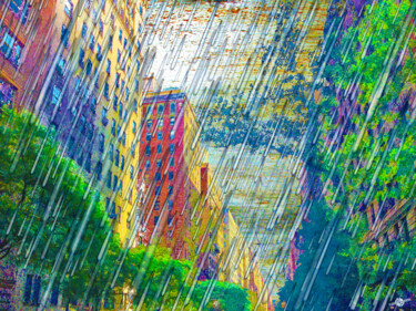 Malerei mit dem Titel "New York City Skyli…" von Tony Rubino, Original-Kunstwerk, Acryl Auf Keilrahmen aus Holz montiert