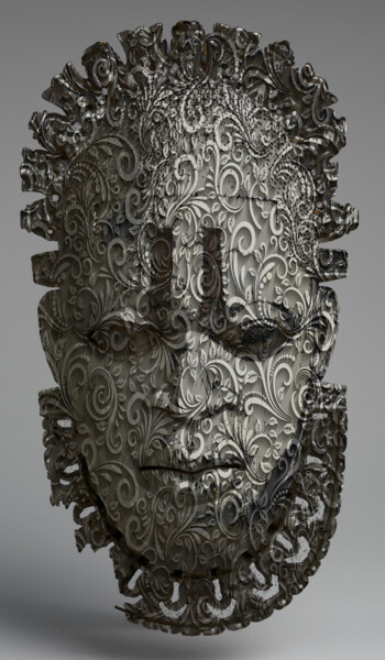 Malerei mit dem Titel "Black Tribal Mask P…" von Tony Rubino, Original-Kunstwerk, Acryl Auf Keilrahmen aus Holz montiert