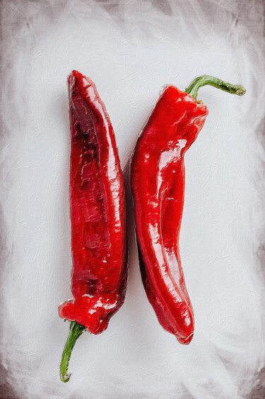 "Peppers Cooking Che…" başlıklı Tablo Tony Rubino tarafından, Orijinal sanat, Akrilik Ahşap Sedye çerçevesi üzerine monte ed…