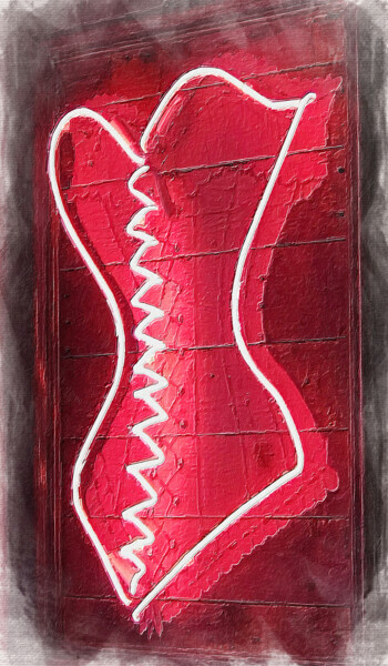 Painting titled "Sexy Neon Bodice Be…" by Tony Rubino, Original Artwork, Acrylic Mounted on Wood Stretcher frame