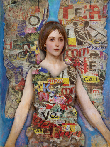 Peinture intitulée "Graffiti Angel Woman" par Tony Rubino, Œuvre d'art originale, Acrylique Monté sur Châssis en bois