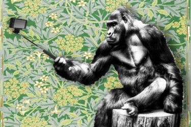 Painting titled "Free gorilla holdin…" by Tony Rubino, Original Artwork, Acrylic Mounted on Wood Stretcher frame