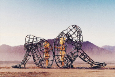 제목이 "Burning Man Child A…"인 미술작품 Tony Rubino로, 원작, 아크릴 나무 들것 프레임에 장착됨
