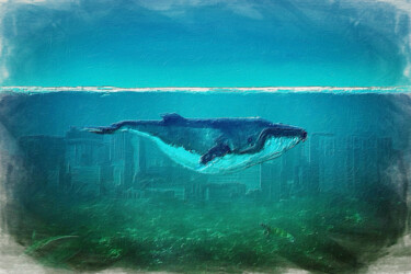 Peinture intitulée "Killer Whale Hump B…" par Tony Rubino, Œuvre d'art originale, Acrylique Monté sur Châssis en bois