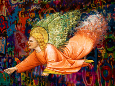 Pintura intitulada "Reaching Angel In F…" por Tony Rubino, Obras de arte originais, Acrílico Montado em Armação em madeira