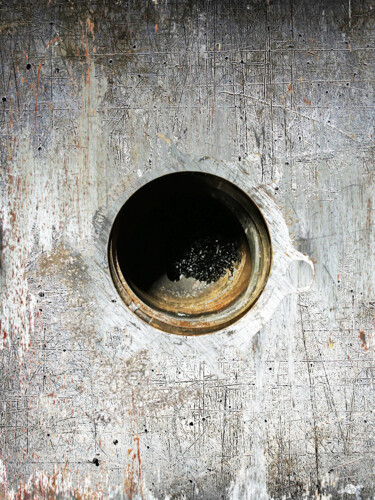 Malerei mit dem Titel "Rusty Hole" von Tony Rubino, Original-Kunstwerk, Acryl Auf Keilrahmen aus Holz montiert