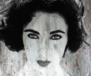 Pintura titulada "Silver Screen Liz T…" por Tony Rubino, Obra de arte original, Acrílico Montado en Bastidor de camilla de m…
