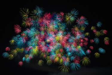 Картина под названием "Fireworks Fire Works" - Tony Rubino, Подлинное произведение искусства, Акрил Установлен на Деревянная…