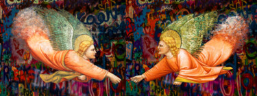 Ζωγραφική με τίτλο "Reaching Angels In…" από Tony Rubino, Αυθεντικά έργα τέχνης, Ακρυλικό Τοποθετήθηκε στο Ξύλινο φορείο σκε…