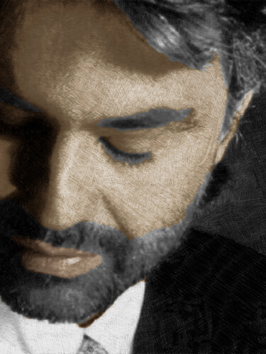 Ζωγραφική με τίτλο "Andrea Bocelli And…" από Tony Rubino, Αυθεντικά έργα τέχνης, Ακρυλικό Τοποθετήθηκε στο Ξύλινο φορείο σκε…