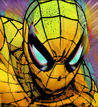 Pittura intitolato "Spider-Man Pop Gold" da Tony Rubino, Opera d'arte originale, Acrilico Montato su Telaio per barella in l…