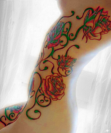 제목이 "Body Tattoo Woman I…"인 미술작품 Tony Rubino로, 원작, 아크릴 나무 들것 프레임에 장착됨