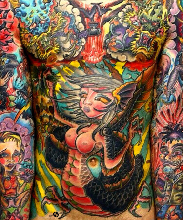 Pintura titulada "Tattoo Painting Man…" por Tony Rubino, Obra de arte original, Acrílico Montado en Bastidor de camilla de m…