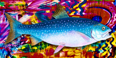 Pintura titulada "Graffiti Fish Fishi…" por Tony Rubino, Obra de arte original, Acrílico Montado en Bastidor de camilla de m…