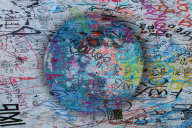 Картина под названием "Blue Moon Graffiti" - Tony Rubino, Подлинное произведение искусства, Акрил Установлен на Деревянная р…