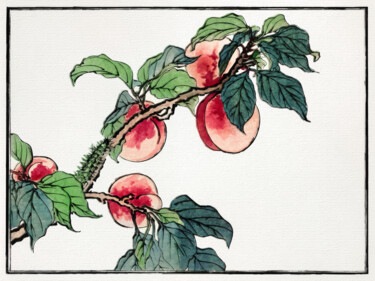 Painting titled "Peach Tree Japanese…" by Tony Rubino, Original Artwork, Acrylic Mounted on Wood Stretcher frame