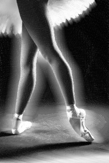 Painting titled "Ballet Dancer Legs…" by Tony Rubino, Original Artwork, Acrylic Mounted on Wood Stretcher frame