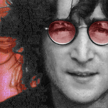 Painting titled "Imagine John Lennon" by Tony Rubino, Original Artwork, Acrylic Mounted on Wood Stretcher frame