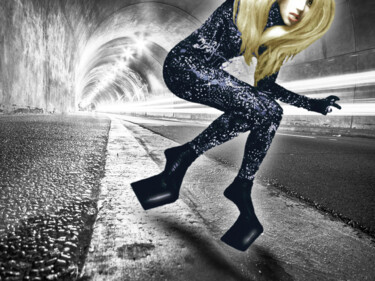 Картина под названием "Lady Gaga In City T…" - Tony Rubino, Подлинное произведение искусства, Акрил Установлен на Деревянная…