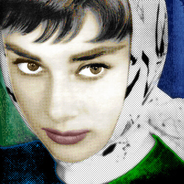 Peinture intitulée "Audrey Hepburn" par Tony Rubino, Œuvre d'art originale, Acrylique Monté sur Châssis en bois