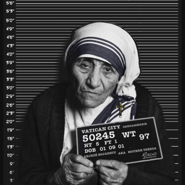 Pintura titulada "Mother Teresa Mug S…" por Tony Rubino, Obra de arte original, Acrílico Montado en Bastidor de camilla de m…