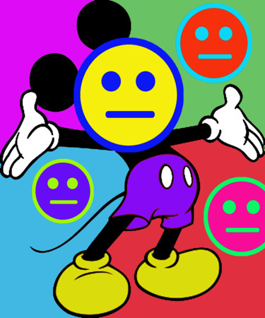 Картина под названием "Mickey Smiles" - Tony Rubino, Подлинное произведение искусства, Акрил Установлен на Деревянная рама д…