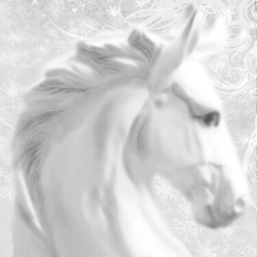 「White Winter Horse」というタイトルの絵画 Tony Rubinoによって, オリジナルのアートワーク, アクリル ウッドストレッチャーフレームにマウント