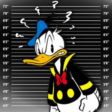 绘画 标题为“Donald Duck Mug Sho…” 由Tony Rubino, 原创艺术品, 丙烯 安装在木质担架架上