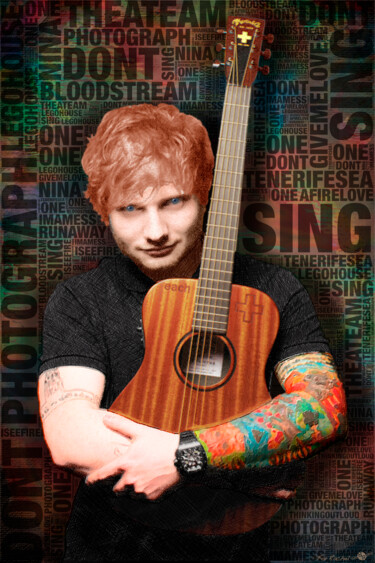 绘画 标题为“Ed Sheeran and Song…” 由Tony Rubino, 原创艺术品, 丙烯 安装在木质担架架上