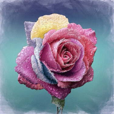 Pintura intitulada "Rose Floral With De…" por Tony Rubino, Obras de arte originais, Acrílico Montado em Armação em madeira