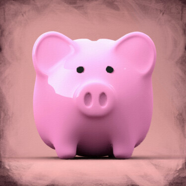 Картина под названием "Piggie Bank Pink" - Tony Rubino, Подлинное произведение искусства, Акрил Установлен на Деревянная рам…