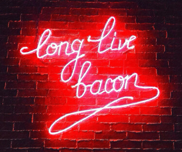 Painting titled "Long Live Bacon Neo…" by Tony Rubino, Original Artwork, Acrylic Mounted on Wood Stretcher frame