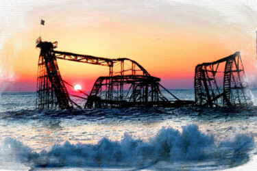 Painting titled "Roller Coaster Afte…" by Tony Rubino, Original Artwork, Acrylic Mounted on Wood Stretcher frame