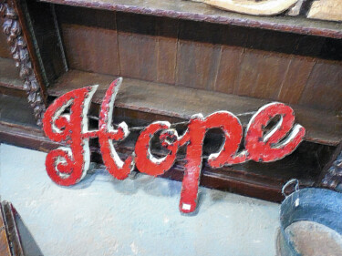 Painting titled "Hope Sign" by Tony Rubino, Original Artwork, Acrylic Mounted on Wood Stretcher frame