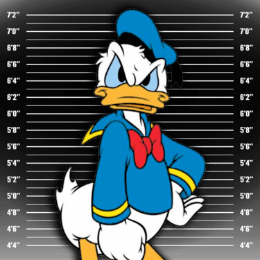 Ζωγραφική με τίτλο "Donald Duck Mug Sho…" από Tony Rubino, Αυθεντικά έργα τέχνης, Ακρυλικό Τοποθετήθηκε στο Ξύλινο φορείο σκ…