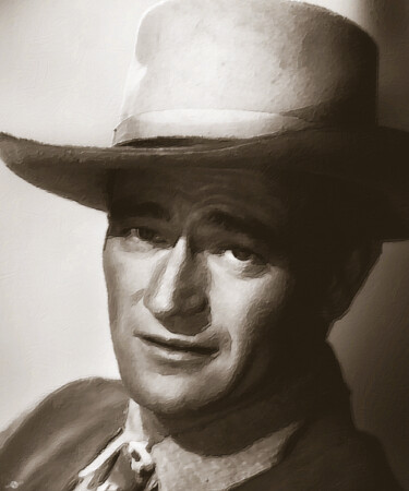 Painting titled "Young John Wayne Pa…" by Tony Rubino, Original Artwork, Acrylic Mounted on Wood Stretcher frame