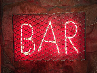 Painting titled "Bar Neon Sign Bar A…" by Tony Rubino, Original Artwork, Acrylic Mounted on Wood Stretcher frame