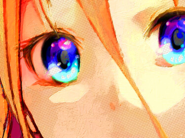 Pittura intitolato "Anime Girl Eyes Gold" da Tony Rubino, Opera d'arte originale, Acrilico Montato su Telaio per barella in…
