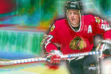 绘画 标题为“Jeremy Roenick Chic…” 由Tony Rubino, 原创艺术品, 丙烯 安装在木质担架架上