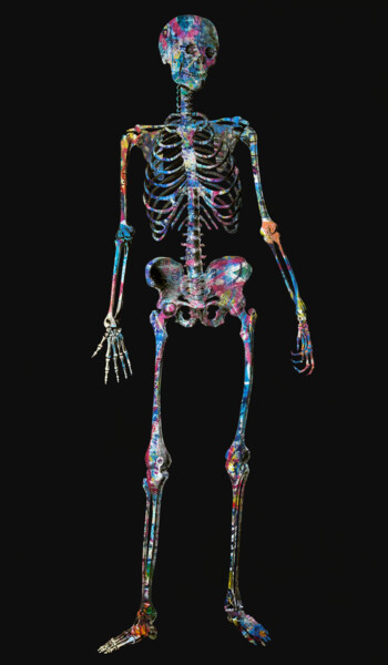 Ζωγραφική με τίτλο "Graffiti Skeleton" από Tony Rubino, Αυθεντικά έργα τέχνης, Ακρυλικό Τοποθετήθηκε στο Ξύλινο φορείο σκελε…
