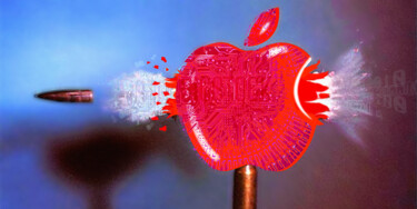 Pintura titulada "Apple Logo" por Tony Rubino, Obra de arte original, Acrílico Montado en Bastidor de camilla de madera