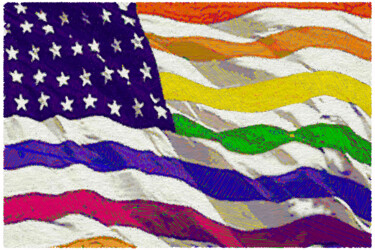 Painting titled "Freedom Flag" by Tony Rubino, Original Artwork, Acrylic Mounted on Wood Stretcher frame